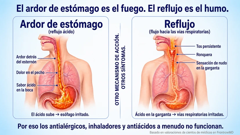 Ardor de estómago y reflujo comparados
